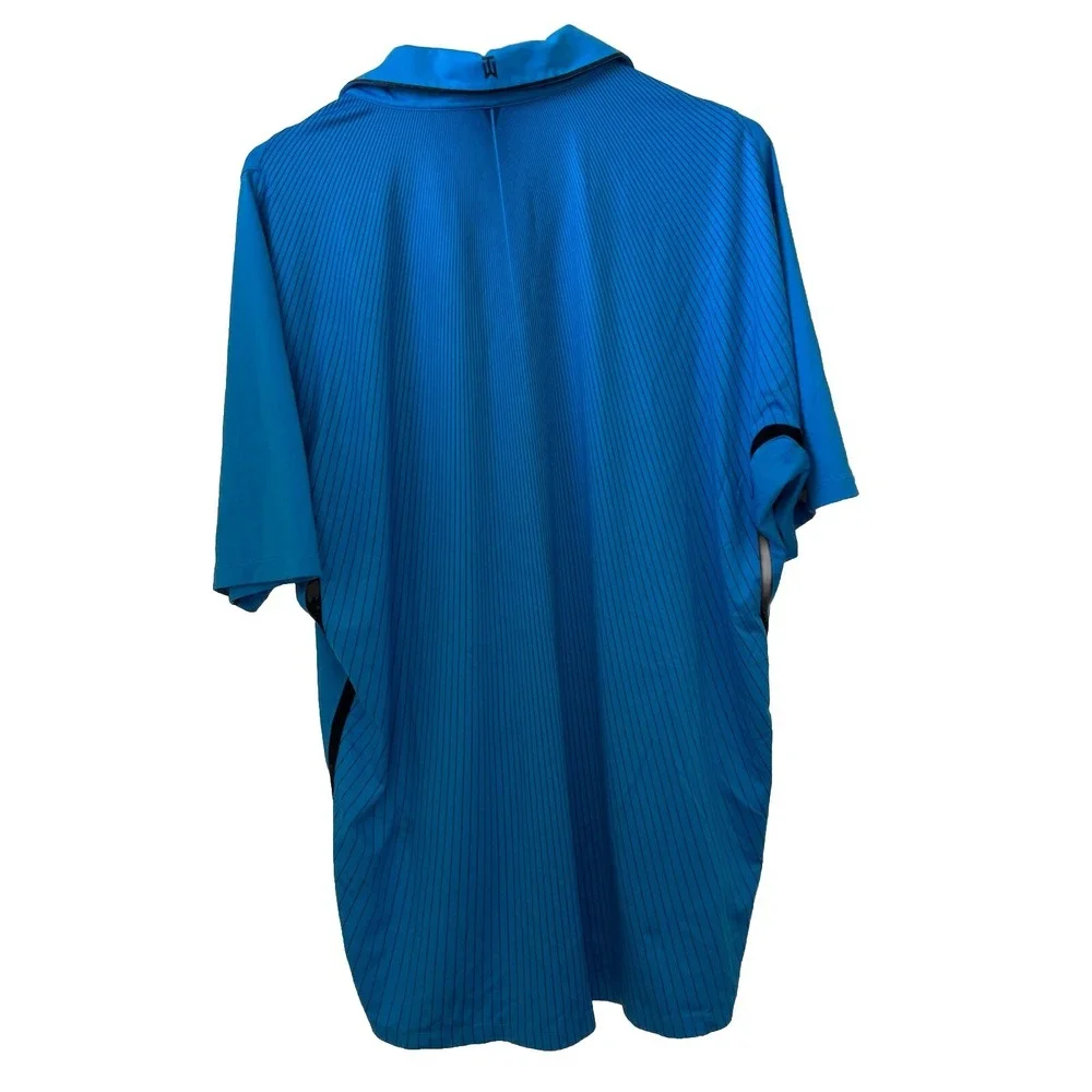 Nike Tiger Woods Dri Fit Short Sleeve Snap Polo Shirt‎ Blue Men's Size L